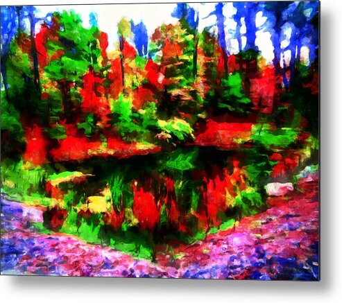 Pond Metal Print featuring the mixed media The Pond in Autumn by Christopher Reed