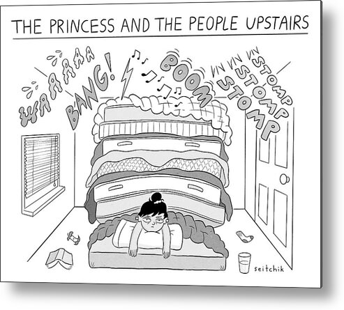 The Princess And The People Upstairs Metal Print featuring the drawing The Princess And The People Upstairs by Daryl Seitchik