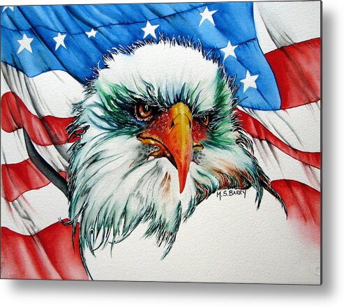 Bald Eagle Metal Print featuring the painting The Symbol by Maria Barry