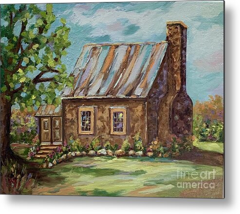 Log Cabin Metal Print featuring the painting Time Gone By by Patsy Walton