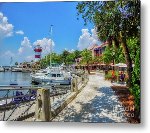 Harbor Town Metal Print featuring the photograph Tranquility by the Lighthouse by Amy Dundon