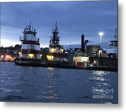 Boys Metal Print featuring the photograph Tug boats by LeLa Becker