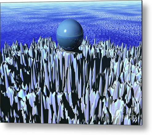 Landscape Metal Print featuring the digital art Turquoise Sphere by Phil Perkins