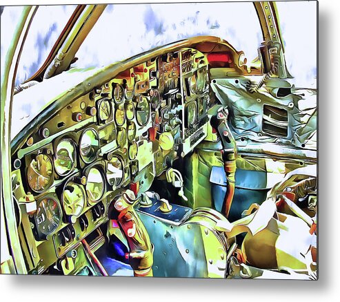 T-37 Metal Print featuring the mixed media Tweet Cockpit by Christopher Reed