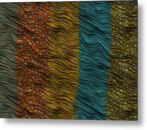 Red Turquoise Sage Metal Print featuring the digital art Vertical Patterns by Bonnie Bruno