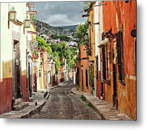 Druified Metal Print featuring the photograph Vibrant Street in San Miguel de Allende by Rebecca Dru
