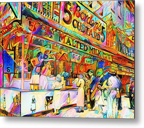 Wingsdomain Metal Print featuring the photograph Vintage New York Coney Island in Vibrant Whimsical Colors 20200720v2 by Wingsdomain Art and Photography