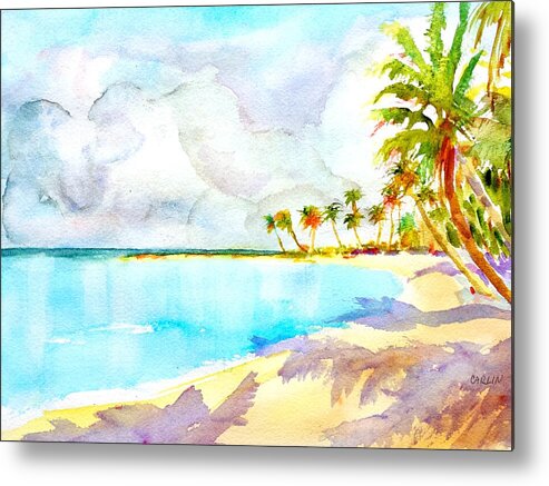 Tropical Beach Metal Print featuring the painting Virgin Clouds by Carlin Blahnik CarlinArtWatercolor