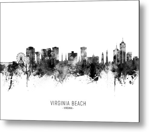 Virginia Beach Metal Print featuring the digital art Virginia Beach Virginia Skyline #05 by Michael Tompsett