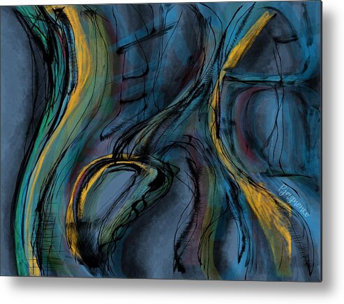 Blue Metal Print featuring the digital art Voices of nature by Ljev Rjadcenko