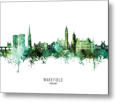 Wakefield Metal Print featuring the digital art Wakefield England Skyline #20 by Michael Tompsett