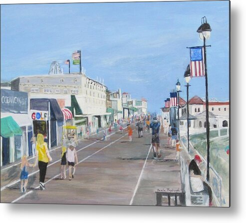 Painting Metal Print featuring the painting Walking The Boards by Paula Pagliughi