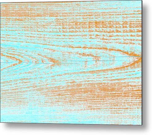 Abstract Metal Print featuring the digital art Weathered Board In Blue And Orange by David Desautel