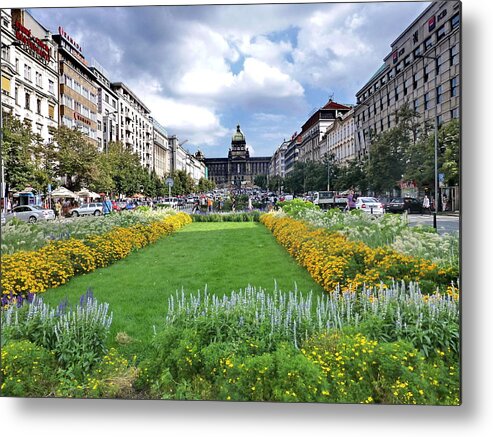 Wenceslas Square Metal Print featuring the photograph Wenceslas Square, Prague, Czech Republic by Lyuba Filatova
