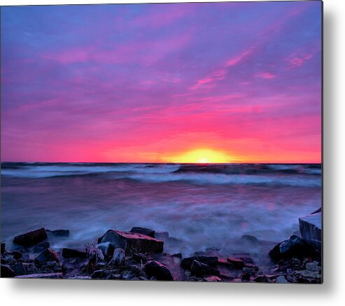 Bradford Beach Metal Print featuring the photograph While you were driving to work by Kristine Hinrichs