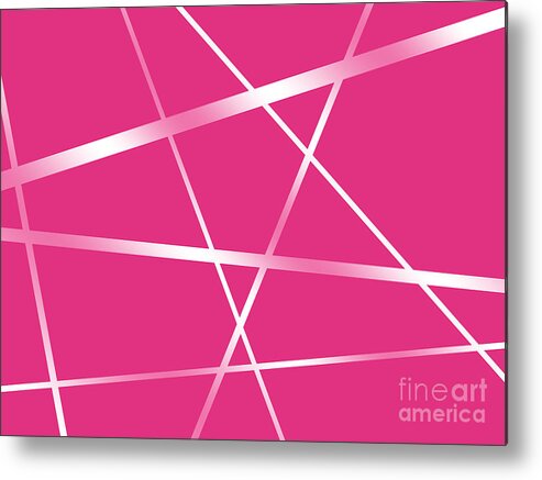 Lines Metal Print featuring the photograph White lines on pink by Amanda Mohler
