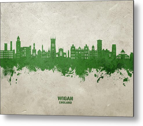 Wigan Metal Print featuring the digital art Wigan England Skyline #79 by Michael Tompsett