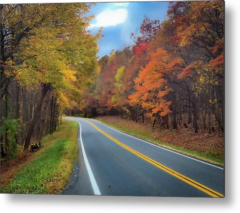 Fall Metal Print featuring the photograph Winding West Virginia Road in Fall by Lora J Wilson