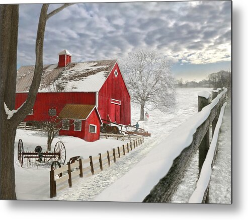 Farm Metal Print featuring the photograph Winter - A frosty paradise by Mike Savad