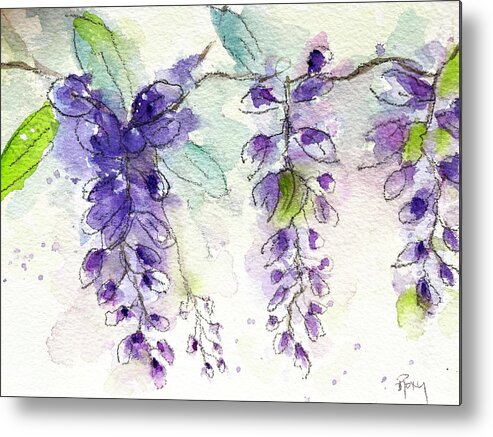 Original Metal Print featuring the painting Wisteria Vine by Roxy Rich