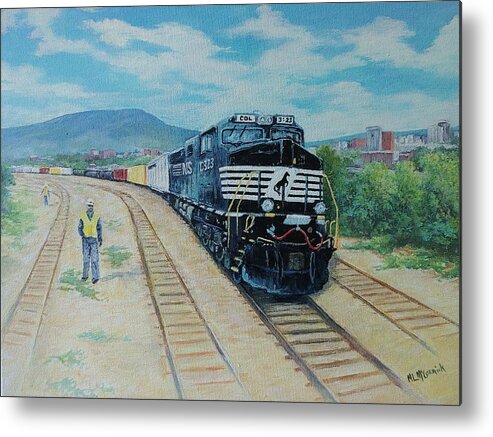 Trains Metal Print featuring the painting Working Heartily by ML McCormick