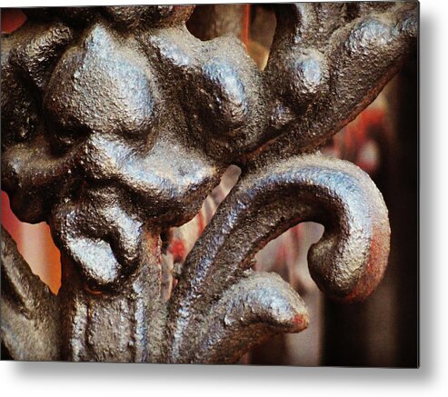 Wrought Iron Metal Print featuring the photograph Wrought Iron Face_Abstract Macro by Christine Ley