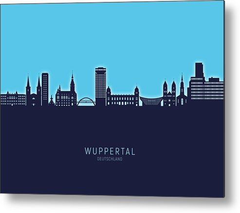 Wuppertal Metal Print featuring the digital art Wuppertal Germany Skyline #98 by Michael Tompsett