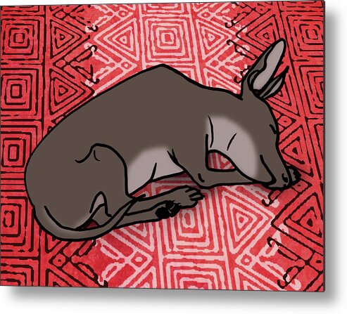 Xolo Metal Print featuring the mixed media Xolo Dog on Red Ornament by Masha Batkova