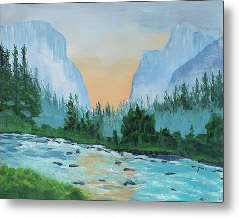 Landscape Metal Print featuring the painting Yosemite Valley by Mark Ross