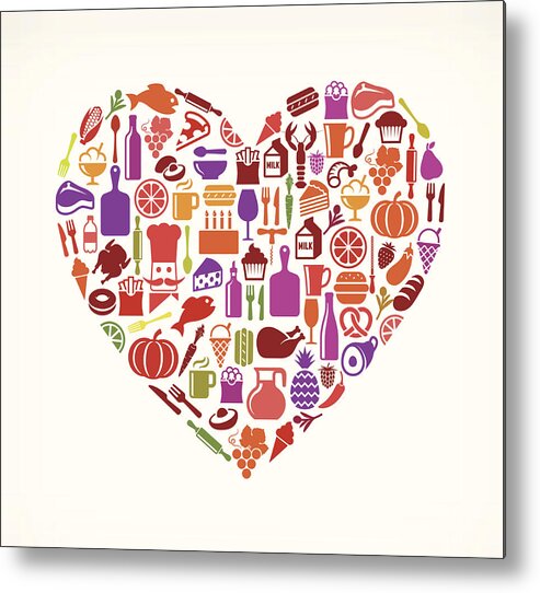 Milk Metal Print featuring the digital art Heart Food & Drink Royalty Free Vector #1 by Bubaone