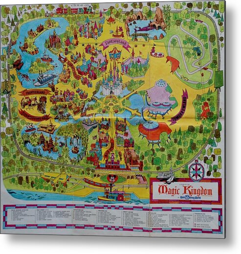 Walt Disney World Metal Print featuring the photograph 1971 Original Map Of The Magic Kingdom by Rob Hans