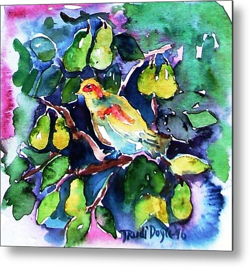 Christmas Metal Print featuring the painting Partridge in a Pear Tree #1 by Trudi Doyle