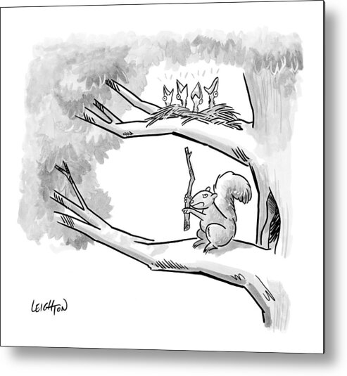 Squirrels Metal Print featuring the drawing New Yorker March 23rd, 2009 by Robert Leighton
