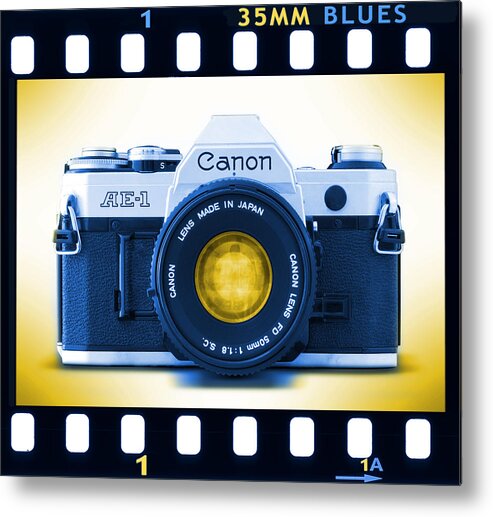 Vintage 35mm Metal Print featuring the photograph 35mm BLUES Canon AE-1 by Mike McGlothlen