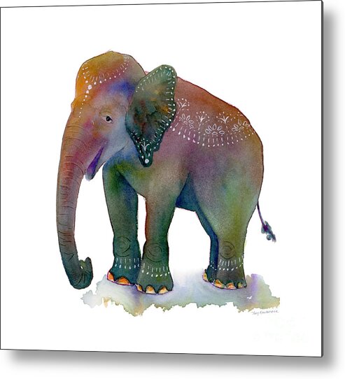 Elephant Metal Print featuring the painting All Dressed Up by Amy Kirkpatrick