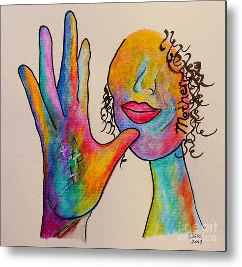 Watercolor Metal Print featuring the painting American Sign Language . . . MOTHER by Eloise Schneider Mote