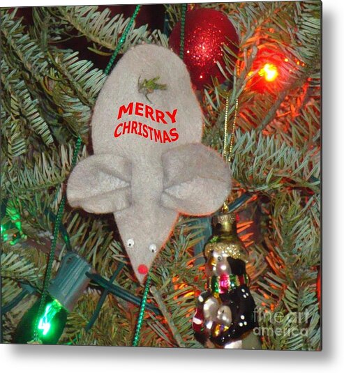 Holiday Metal Print featuring the photograph Christmas Tree Mouse by Joseph Baril