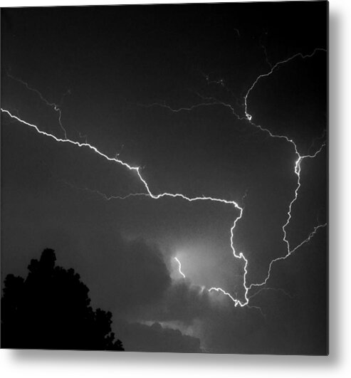 Black & White Metal Print featuring the photograph Cloud to Cloud Discharge III. by Chris Kusik
