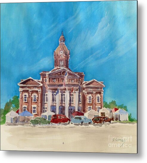 Coweta County Metal Print featuring the painting Coweta County Courthouse Painting by Sally Simon