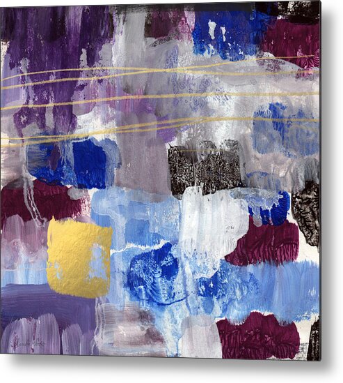 Contemporary Abstract Metal Print featuring the painting Elemental- Abstract Expressionist Painting by Linda Woods