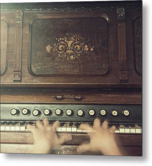 Piano Metal Print featuring the photograph Frantic At The Keys by Shaunl