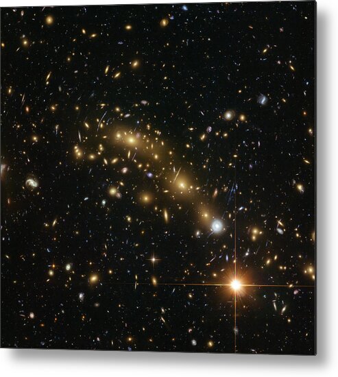 Macs J0416.1-2403 Metal Print featuring the photograph Galaxy Cluster Mcs J0416.1-2403 by Science Source