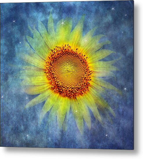 Yellow Sunflower Metal Print featuring the photograph Galactic Bloom by Marina Kojukhova