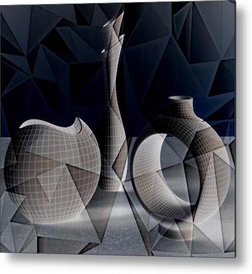  Metal Print featuring the digital art Geometric Vases by Lynda Payton