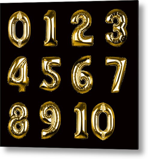 Number 7 Metal Print featuring the photograph Gold Balloon Numbers 1-10 (+clipping paths, XXL) by DesignSensation