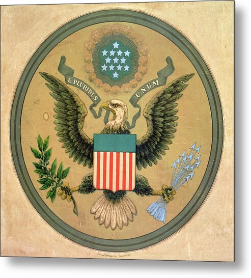 National Emblem Metal Print featuring the photograph Great Seal Of The United States, C.1850 Litho by Andrew B. Graham