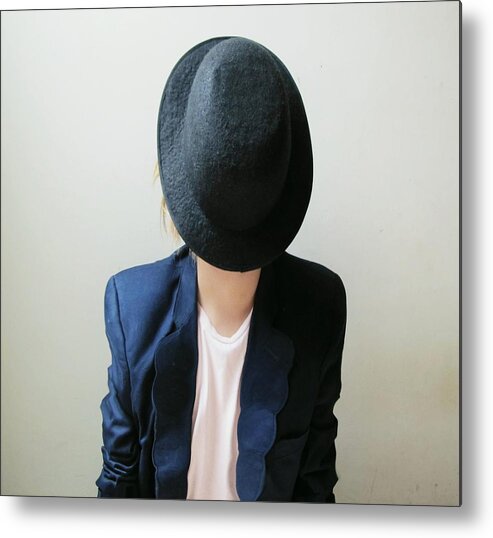 Hiding Metal Print featuring the photograph Hat Very Shy by Heitor Magno