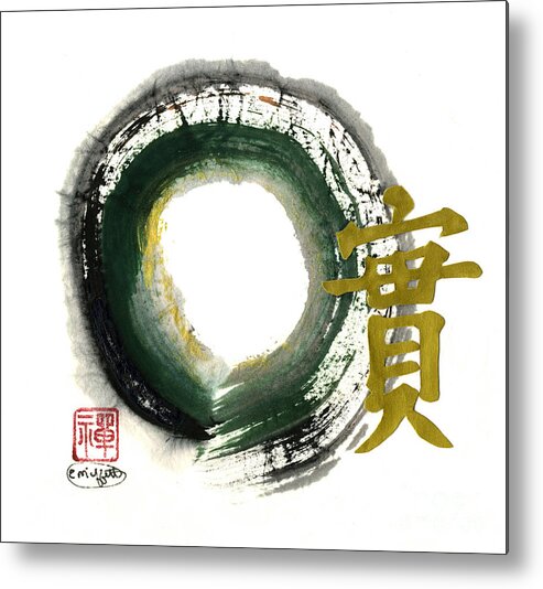 “zen-calligraphy” Zenga “zen-monks” “ Zen-buddhist-painting” “buddha-nature“ Buddhist Calligraphy Zazen Enso Circle “japanese -sumi” “sumi”  Katsu Meditation “quiet-mind” “body-spirit” Calligraphy Kanji Fukinsei Hitsuzendo “ink-painting” Spirit “spiritual-practice” Symbols  “japanese-art “ Metal Print featuring the painting Honesty - Enso by Ellen Miffitt