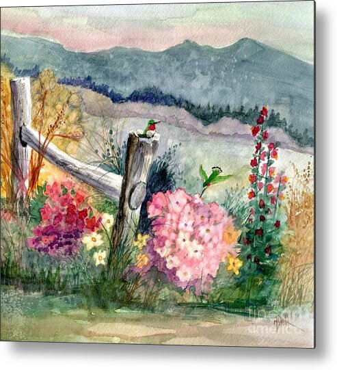Hummingbirds Metal Print featuring the painting Hummingbird Haven by Marilyn Smith