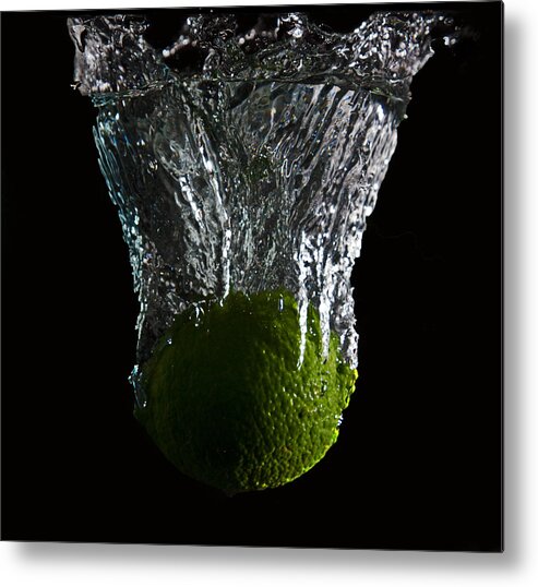 Lime Metal Print featuring the digital art Lime Splash by John Hoey